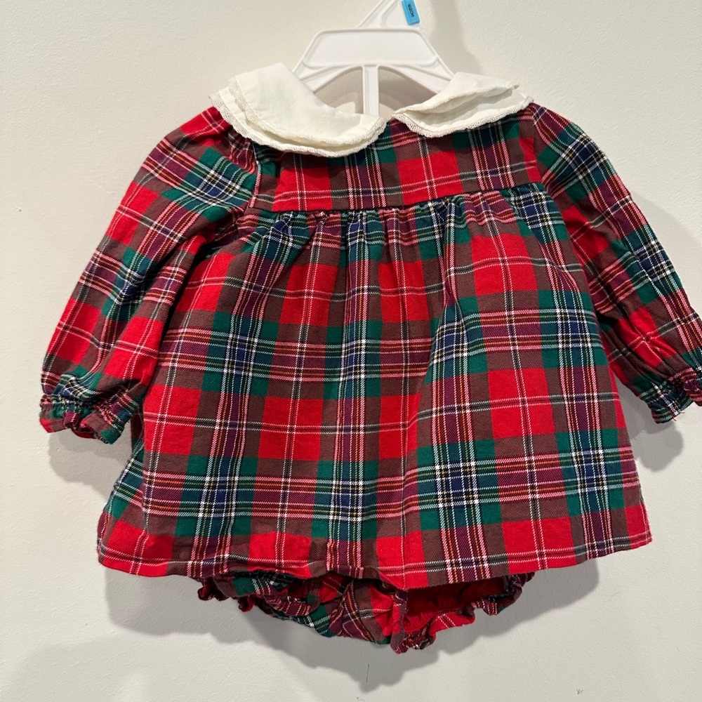 Janie and Jack Red Plaid Dress with Bloomers